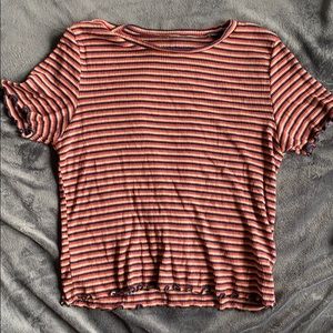 striped shirt with ruffle edges